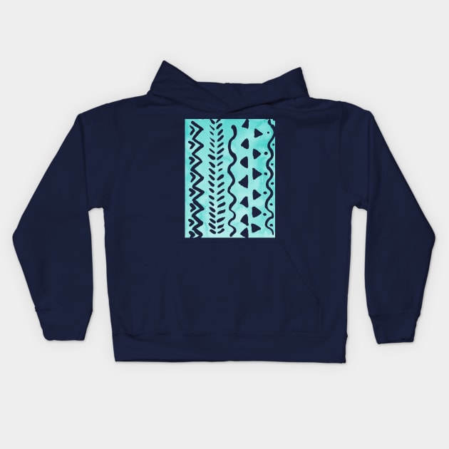 Loose boho chic pattern - aqua Kids Hoodie by wackapacka